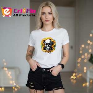 Tricou skull with sunflowers, craniu cu floarea soarelui, Copii | Dama | Barbat - Img 10