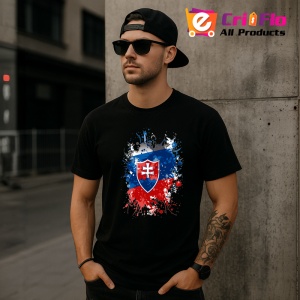 Tricou Slovakia Steag Splash Art, Copii | Dama | Barbat, culoare negru - Img 6