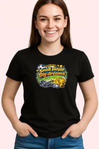 Tricou Small Player Big Dreams Trofeu Fotbal V1, din bumbac 100%, tricou negru Copii | Dama | Barbat - Img 3