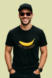 Tricou Smile Like A Banana, din bumbac 100%, tricou negru, Dama | Barbat