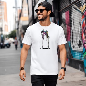 Tricou Sneaker Abstract Negru Auriu Drip Urban Liquid Art, din bumbac 100% Copii | Dama | Barbat - Img 5