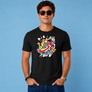 Tricou Sneaker Graffiti Burger Mashup Culori Vibrante Urban Design, din bumbac 100%, tricou negru, Copii | Dama | Barbat - Img 2