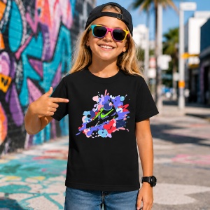 Tricou Sneaker Lime Green Splash Abstract Urban Streetwear Design, din bumbac 100%, tricou negru, Copii | Dama | Barbat - Img 7