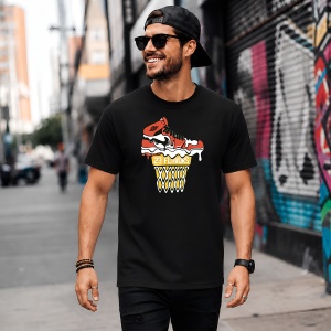 Tricou Sneaker Portocaliu Cos Baschet Numar 23, din bumbac 100%, tricou negru, Copii | Dama | Barbat - Img 5