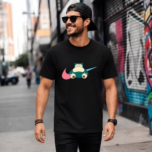 Tricou Snorlax Sleeping Chill Logo Urban Pokemon Aesthetic, din bumbac 100%, tricou negru, Copii | Dama | Barbat - Img 5