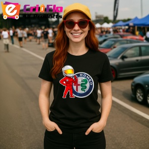 Tricou Sofer Raliu Cu Logo Alfa Romeo | Unisex Dama si Barbat - Img 3
