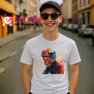 Tricou Soldat pe motor in flacari fundal artistic Copii | Dama | Barbat - Img 5