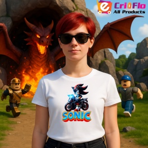 Tricou Sonic Shadow pe motocicleta - Viteza Intunecata Copii | Dama | Barbat - Img 11