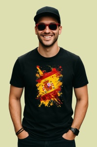 Tricou Spain Steag Splash Art, Copii | Dama | Barbat, culoare negru - Img 2
