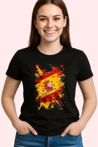 Tricou Spain Steag Splash Art, Copii | Dama | Barbat, culoare negru - Img 4