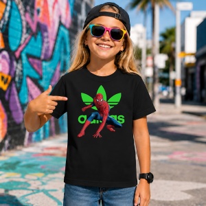 Tricou Spiderman Pozitie Lupta Logo Verde Urban Hero Design, din bumbac 100%, tricou negru, Copii | Dama | Barbat - Img 7