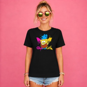 Tricou Spongebob Citind Cartea Vopsea Improscata Logo Mov Urban Design, din bumbac 100%, tricou negru, Copii | Dama | Barbat - Img 2