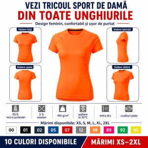 Tricou sport damă Malfini Destiny 176, extra dry, slim fit, 95% micro poliester, XS–2XL, 10 culori - Img 4