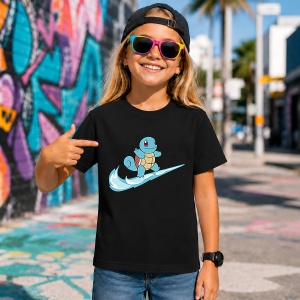 Tricou Squirtle Surfing Wave Logo Albastru Urban Street Art, din bumbac 100%, tricou negru, Copii | Dama | Barbat - Img 7