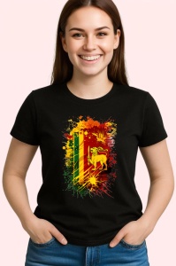 Tricou Sri Lanka Steag Splash Art, Copii | Dama | Barbat, culoare negru - Img 4