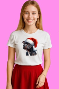 Tricou Staffordshire Bull Terrier Craciun Realist, din bumbac 100%, tricou alb, Copii | Dama | Barbat - Img 1