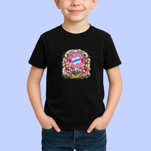 Tricou Stema Bayern Munchen Fotbal Club Germania, din bumbac 100%, tricou negru Copii | Dama | Barbat - Img 2