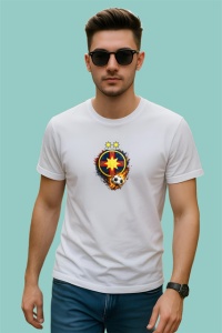 Tricou Stema Fotbal Steaua Bucuresti Design Gri V6, din bumbac 100% , tricou alb pentru Copii | Dama | Barbat - Img 3