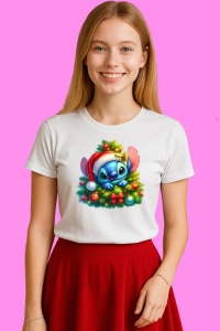 Tricou Stitch Ascuns In Coronita De Brad, din bumbac 100%, tricou alb, Copii | Dama | Barbat - Img 3