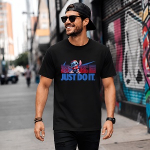 Tricou Stitch Logo Colorat Just Do It, din bumbac 100%, tricou negru, Copii | Dama | Barbat - Img 5