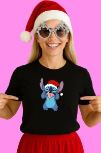 Tricou Stitch Mos Craciun Vesel, din bumbac 100% Copii | Dama | Barbat
