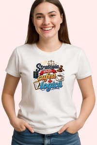 Tricou Strategia Zilei Cafea Si Logica Avocat V1, din bumbac 100% , tricou alb pentru Copii | Dama | Barbat - Img 2
