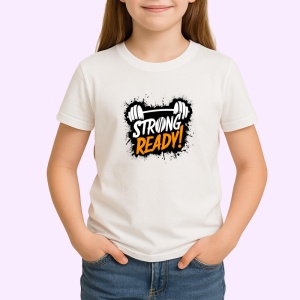 Tricou Strong Ready Haltere Text Portocaliu, Copii | Dama | Barbat - Img 3