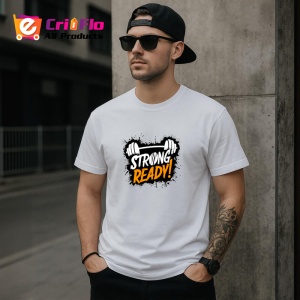 Tricou Strong Ready Haltere Text Portocaliu, Copii | Dama | Barbat - Img 4