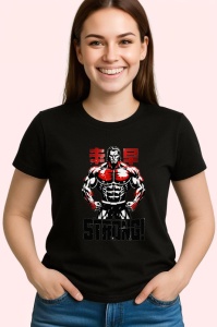 Tricou Strong Text Japonez Barbat, Copii | Dama | Barbat, culoare negru - Img 4