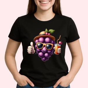 Tricou Strugure amuzant de vara cool summer, Fructe, Copii | Dama, culoare negru - Img 2