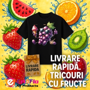 Tricou Strugure amuzant de vara cu inghetata, Fructe, Copii | Dama, culoare negru - Img 12