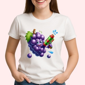 Tricou Strugure amuzant de vara cu pistol de apa, Fructe, Copii | Dama - Img 2