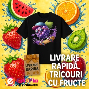 Tricou Strugure amuzant de vara cu skateboard, Fructe, Copii | Dama, culoare negru - Img 12