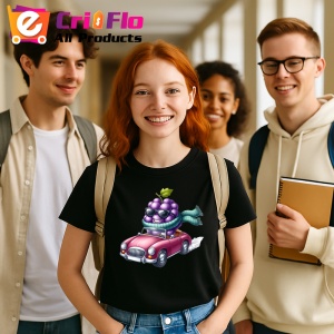 Tricou Strugure amuzant de vara la soare, Fructe, Copii | Dama, culoare negru - Img 10