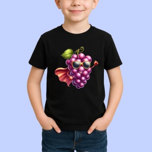 Tricou Strugure amuzant de vara super erou, Fructe, Copii | Dama, culoare negru