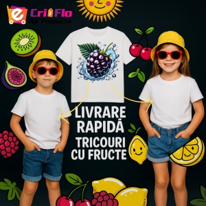 Tricou Strugure negru si explozie lichida, Fructe, Copii | Dama - Img 6
