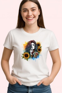Tricou sunflower tattoo hand shy girl, fata timida cu tatuaj floarea soarelui pe mana, Copii | Dama | Barbat - Img 3