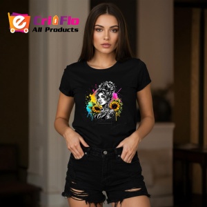 Tricou Sunflower tattoo sketch bun girl, fata coc cu schita si tatuaj floarea soarelui, Copii | Dama | Barbat , tricou negru - Img 8
