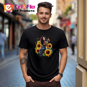 Tricou Sunflower unicycle rebel girl, fata rebela cu monociclu si floarea soarelui, Copii | Dama | Barbat , tricou negru - Img 10