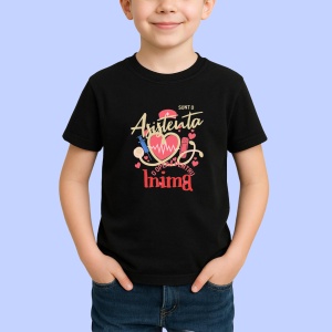 Tricou Sunt o asistenta, o opera pentru inima(1) Negru, Copii | Dama | Barbat