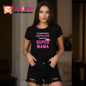 Tricou Super Mama Roz, din bumbac 100%, tricou negru, Dama | Barbat - Img 2