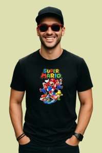Tricou Super mario personajele din jocul video in versiune animata 2, Copii | Dama | Barbat , tricou negru - Img 4