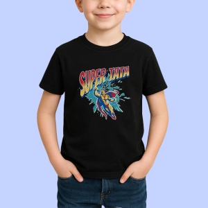 Tricou Super Tata Negru, Copii | Dama | Barbat