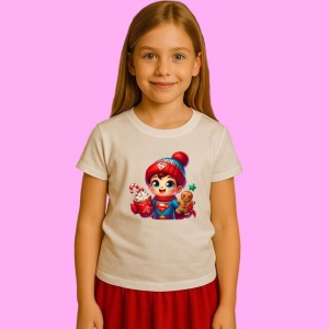 Tricou Superman Christmas Cu Cana Si Biscuit, din bumbac 100%, tricou alb, Copii | Dama | Barbat