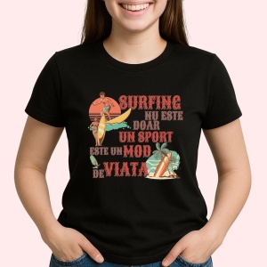 Tricou Surfing nu este doar un sport este un mod de viata Negru, Copii | Dama | Barbat - Img 2