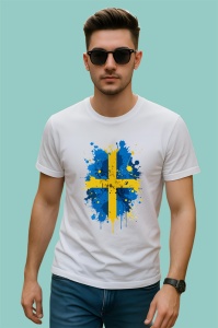 Tricou Sweden Steag Splash Art, Copii | Dama | Barbat