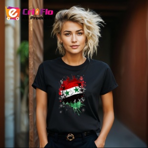 Tricou Syria Steag Splash Art, Copii | Dama | Barbat, culoare negru - Img 12