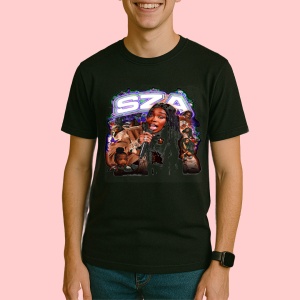 Tricou SZA - Microphone Sparkle, muzica Hip-Hop / Drill, Dama | Barbat | Copii, Culoare Negru