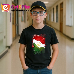 Tricou Tajikistan Steag Splash Art, Copii | Dama | Barbat, culoare negru - Img 13
