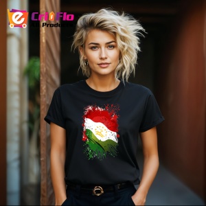 Tricou Tajikistan Steag Splash Art, Copii | Dama | Barbat, culoare negru - Img 16